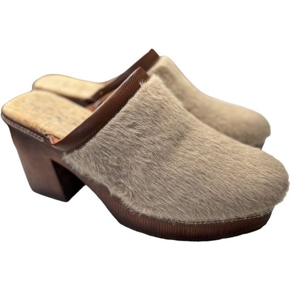 Korks Womens Lori Faux Fur Brown Chunky Platform Clogs Size 10 Boho Daisy Jones - Picture 3 of 15